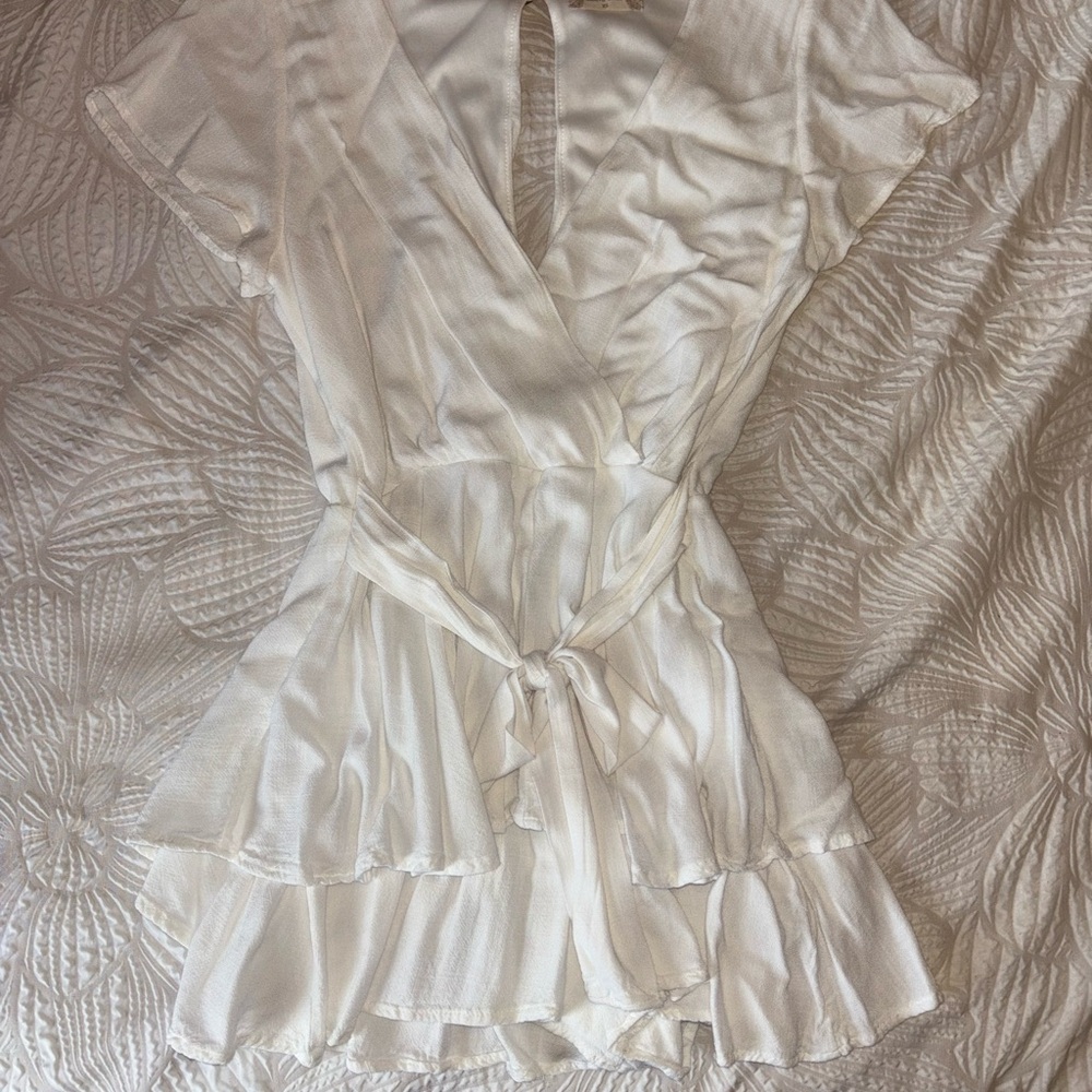 Altar'd State Cream Ruffled Wrap Blouse